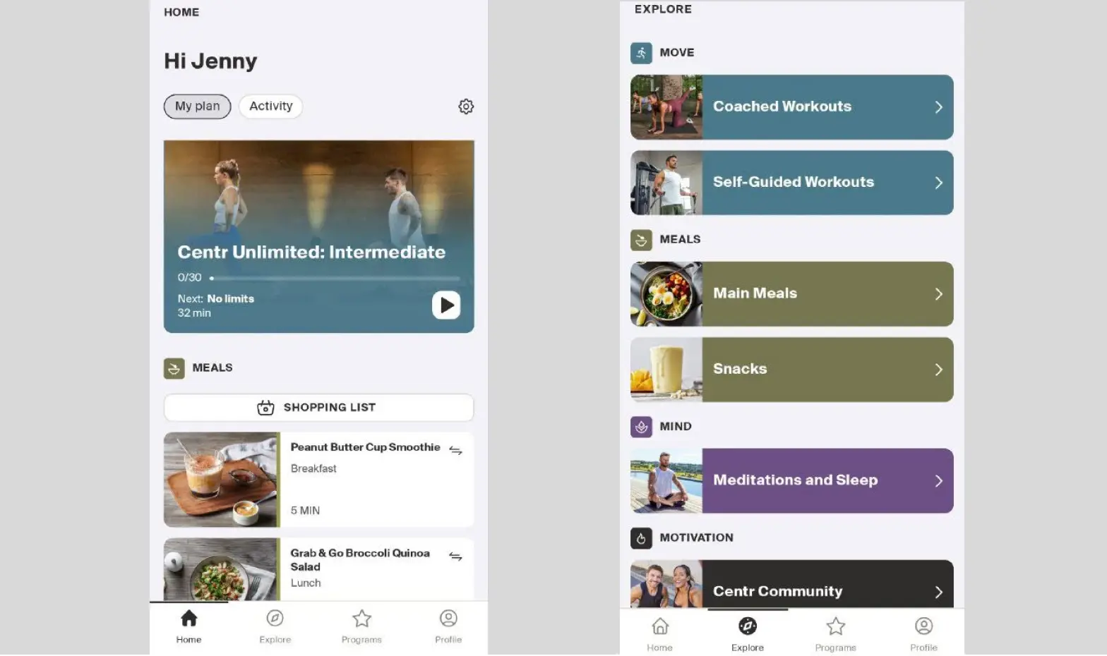 Centr App screenshots