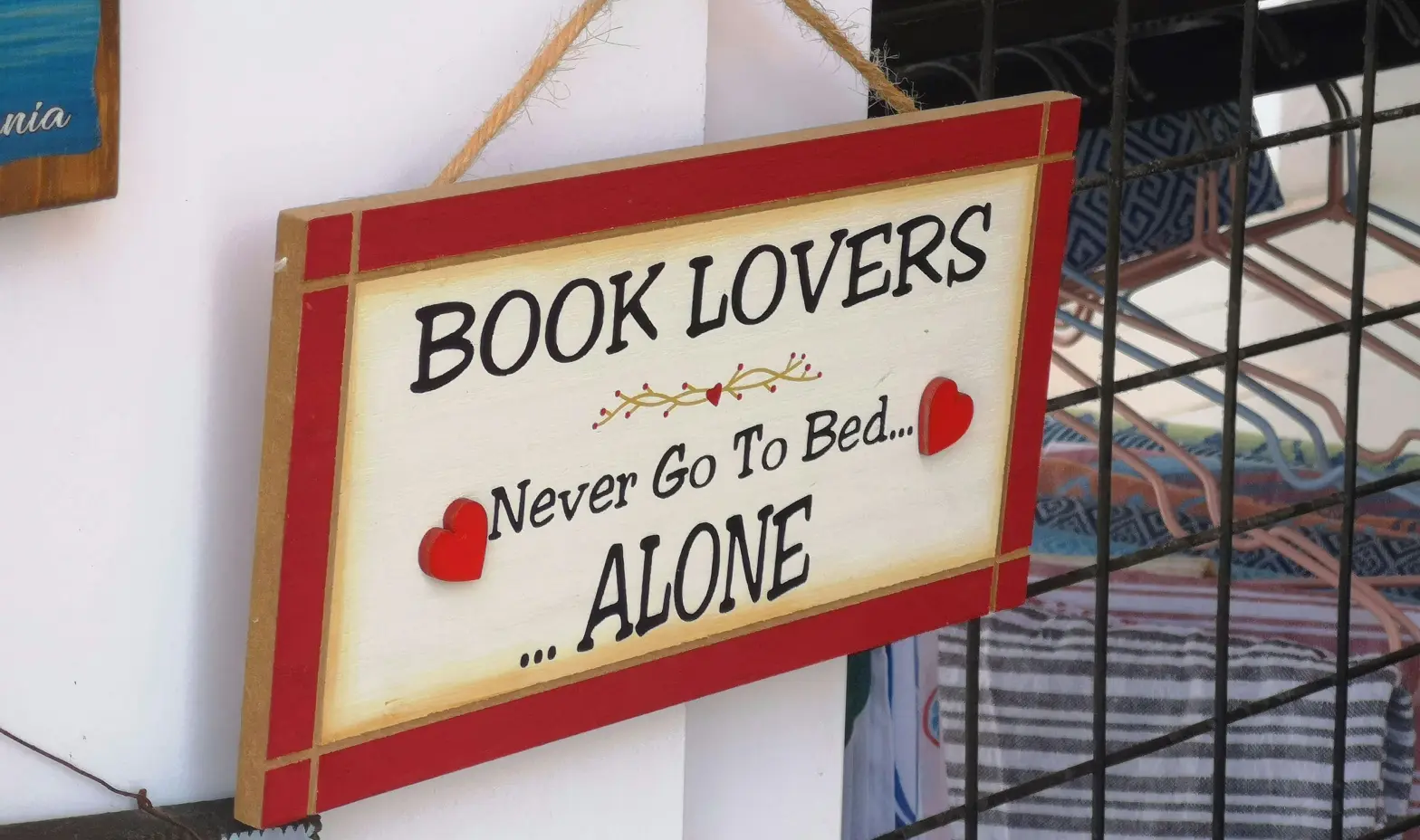 A playful sign states,