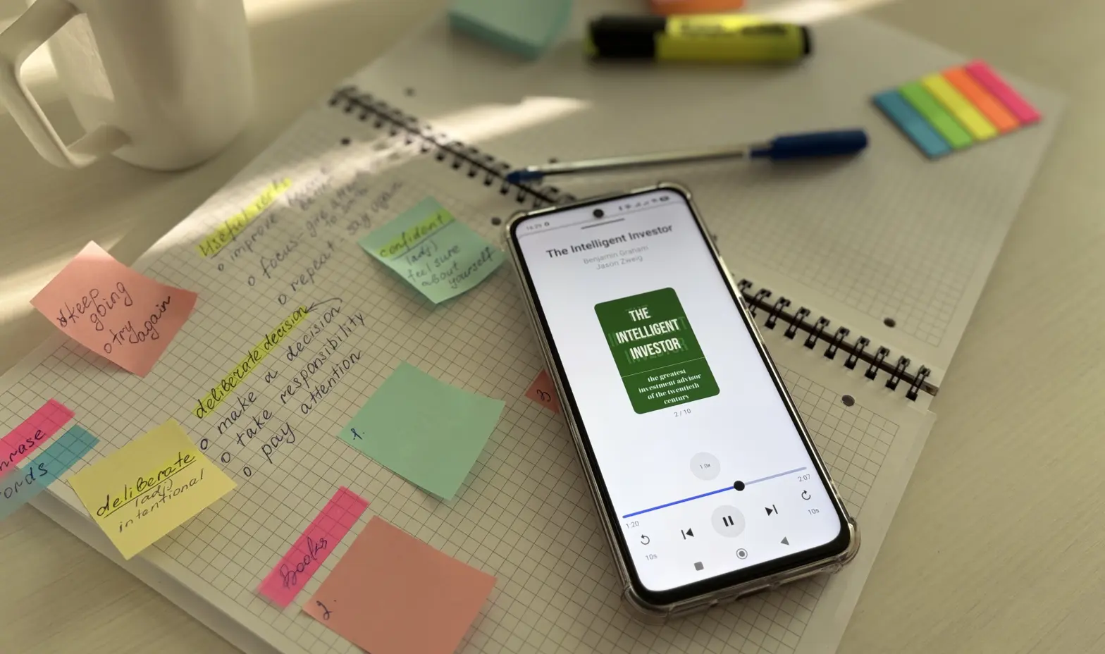 phone on the notebook