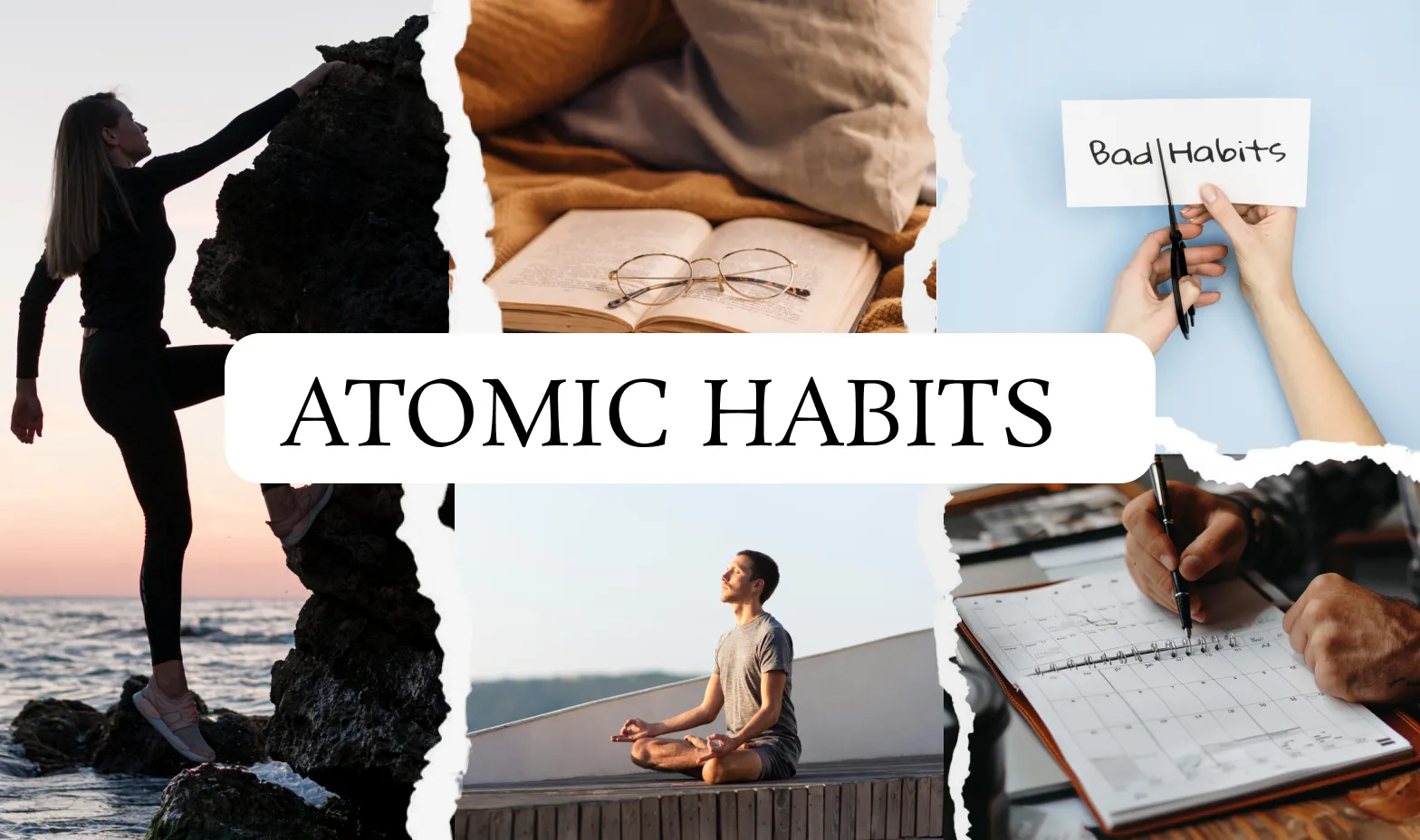 Atomic Habits book concept showing small daily actions that compound into lasting change