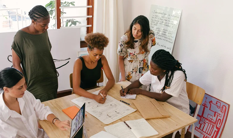 a team working on a project together