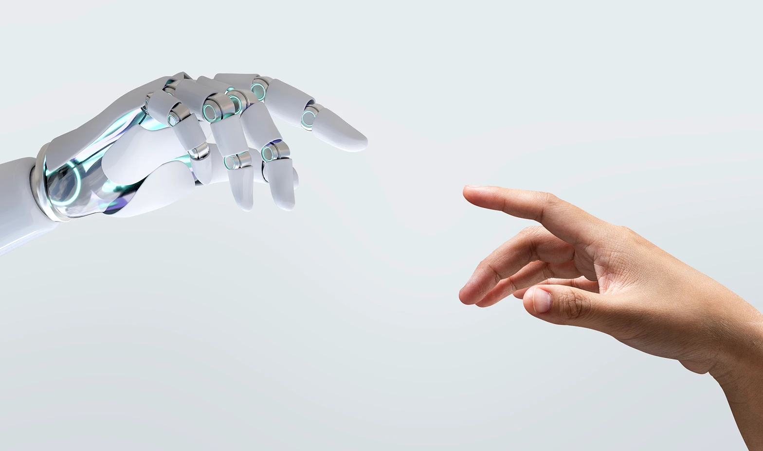 robot and human hand touching